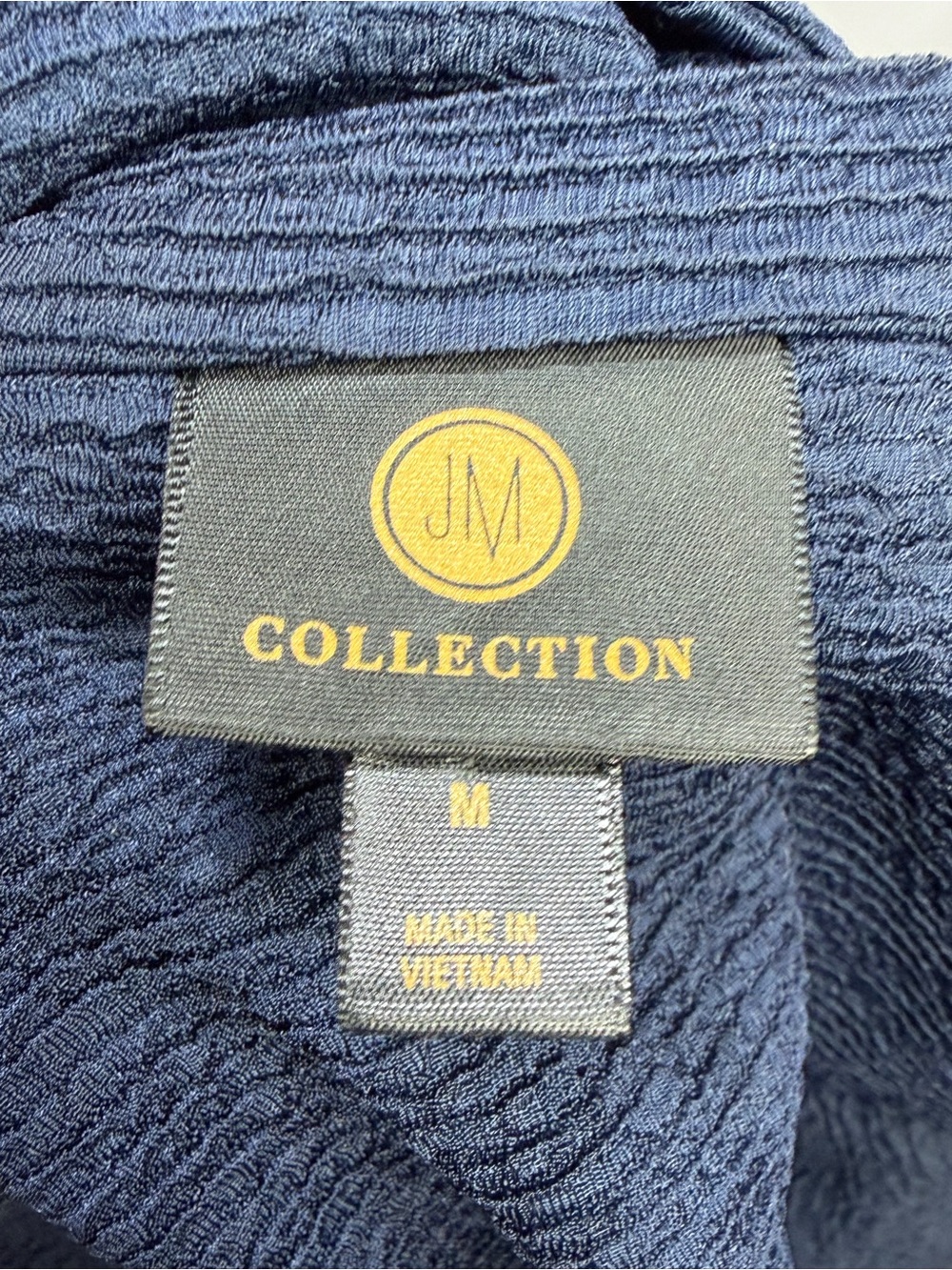 JM Collection Navy Textured Buttoned Jacket with Ruffle Sleeves - Picture 6 of 6